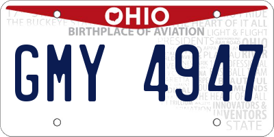 OH license plate GMY4947