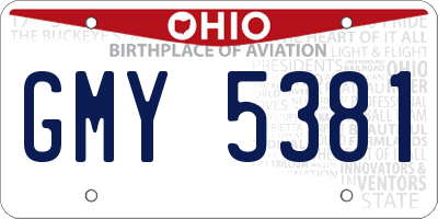 OH license plate GMY5381