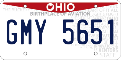 OH license plate GMY5651