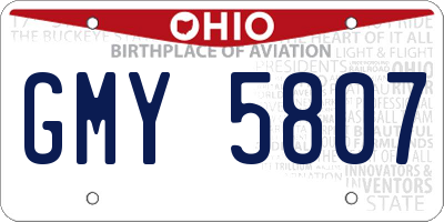OH license plate GMY5807