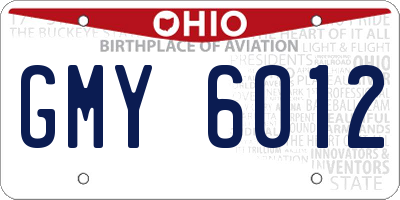 OH license plate GMY6012