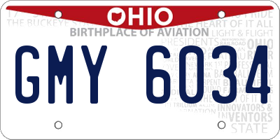 OH license plate GMY6034