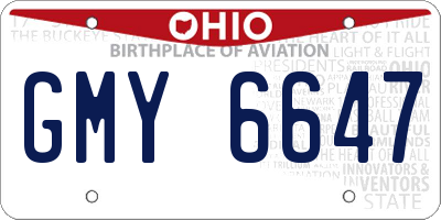 OH license plate GMY6647