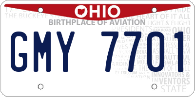 OH license plate GMY7701