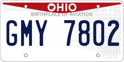 OH license plate GMY7802