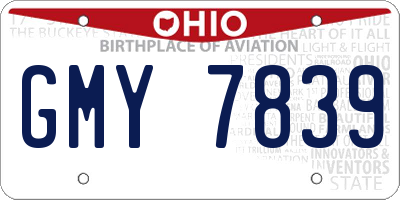 OH license plate GMY7839