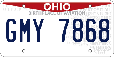 OH license plate GMY7868