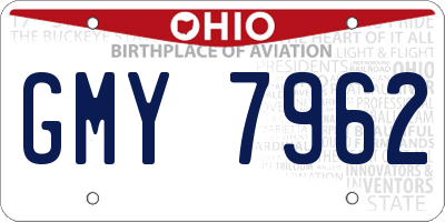 OH license plate GMY7962
