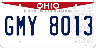OH license plate GMY8013
