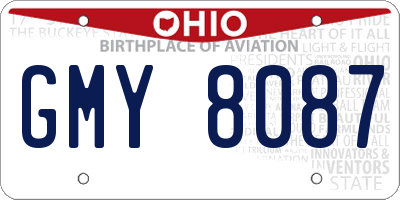OH license plate GMY8087