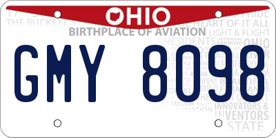 OH license plate GMY8098