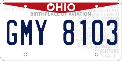 OH license plate GMY8103