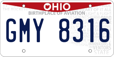 OH license plate GMY8316