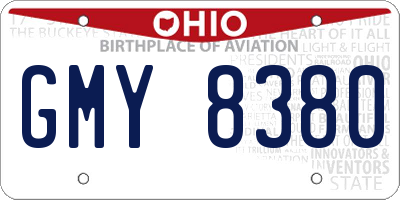 OH license plate GMY8380