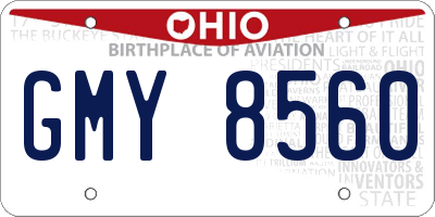 OH license plate GMY8560