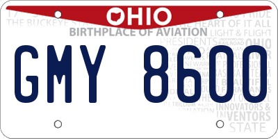OH license plate GMY8600
