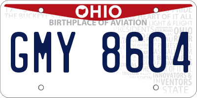 OH license plate GMY8604