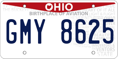 OH license plate GMY8625