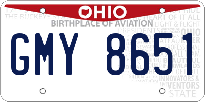 OH license plate GMY8651