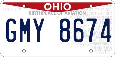 OH license plate GMY8674