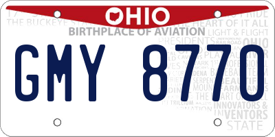 OH license plate GMY8770