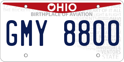 OH license plate GMY8800