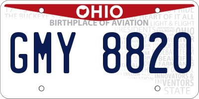 OH license plate GMY8820