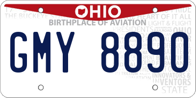 OH license plate GMY8890