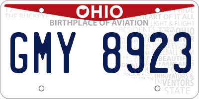 OH license plate GMY8923