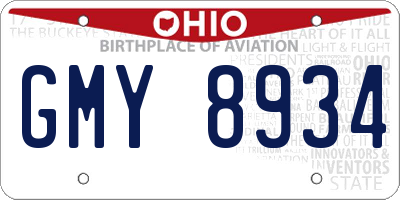 OH license plate GMY8934