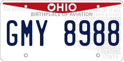 OH license plate GMY8988