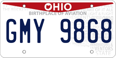 OH license plate GMY9868