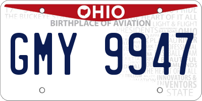 OH license plate GMY9947