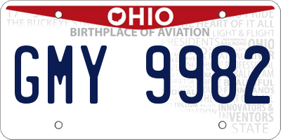 OH license plate GMY9982