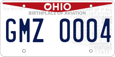 OH license plate GMZ0004
