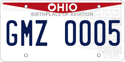 OH license plate GMZ0005