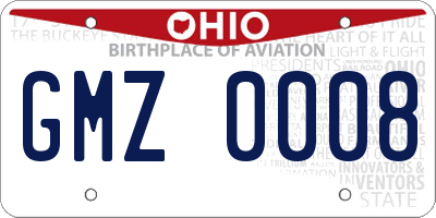 OH license plate GMZ0008