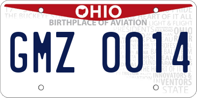 OH license plate GMZ0014