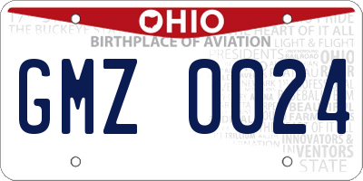 OH license plate GMZ0024