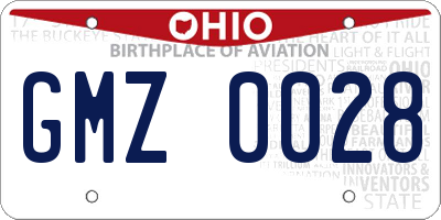 OH license plate GMZ0028