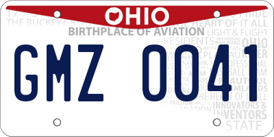 OH license plate GMZ0041