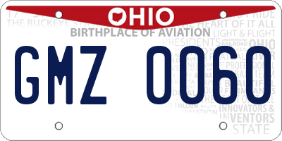 OH license plate GMZ0060