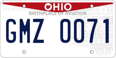 OH license plate GMZ0071