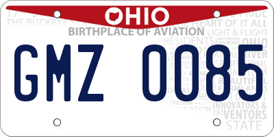 OH license plate GMZ0085