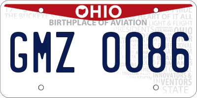 OH license plate GMZ0086