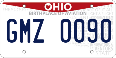 OH license plate GMZ0090