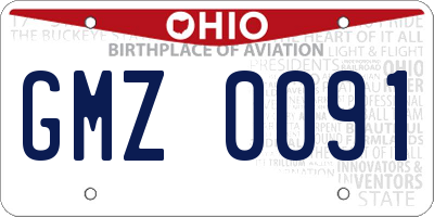 OH license plate GMZ0091