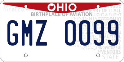 OH license plate GMZ0099