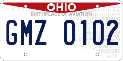 OH license plate GMZ0102