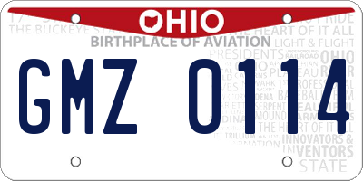 OH license plate GMZ0114